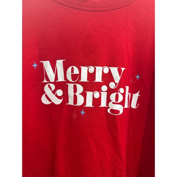 Wondershop Red Merry & Bright Crew Neck Oversized Sweatshirt 2x - Picture 2 of 6